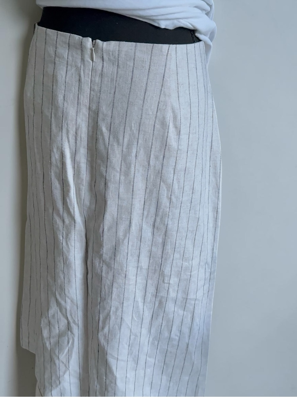 Banana Republic Cream Pinstripe Button-Front Midi Skirt - Picture 12 of 12